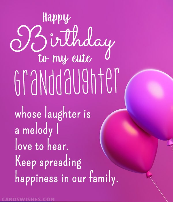 Happy Birthday to my cute granddaughter whose laughter is a melody I love to hear. Keep spreading happiness in our family.