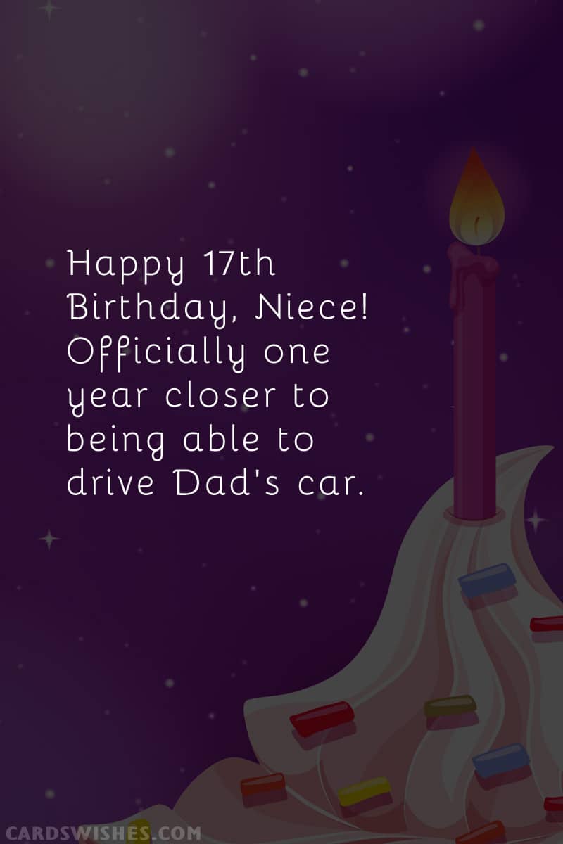 Happy 17th Birthday, Niece! Officially one year closer to being able to drive Dad's car