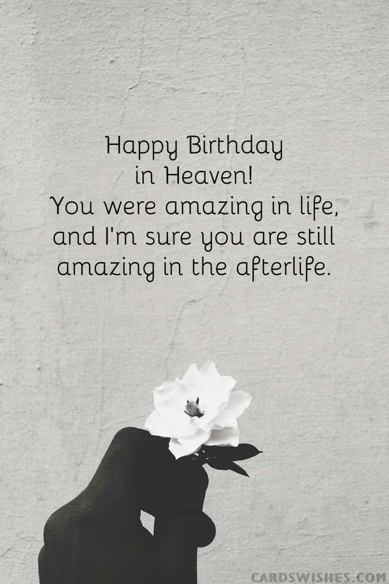 Happy Birthday in Heaven! You were amazing in life, and I'm sure you are still amazing in the afterlife