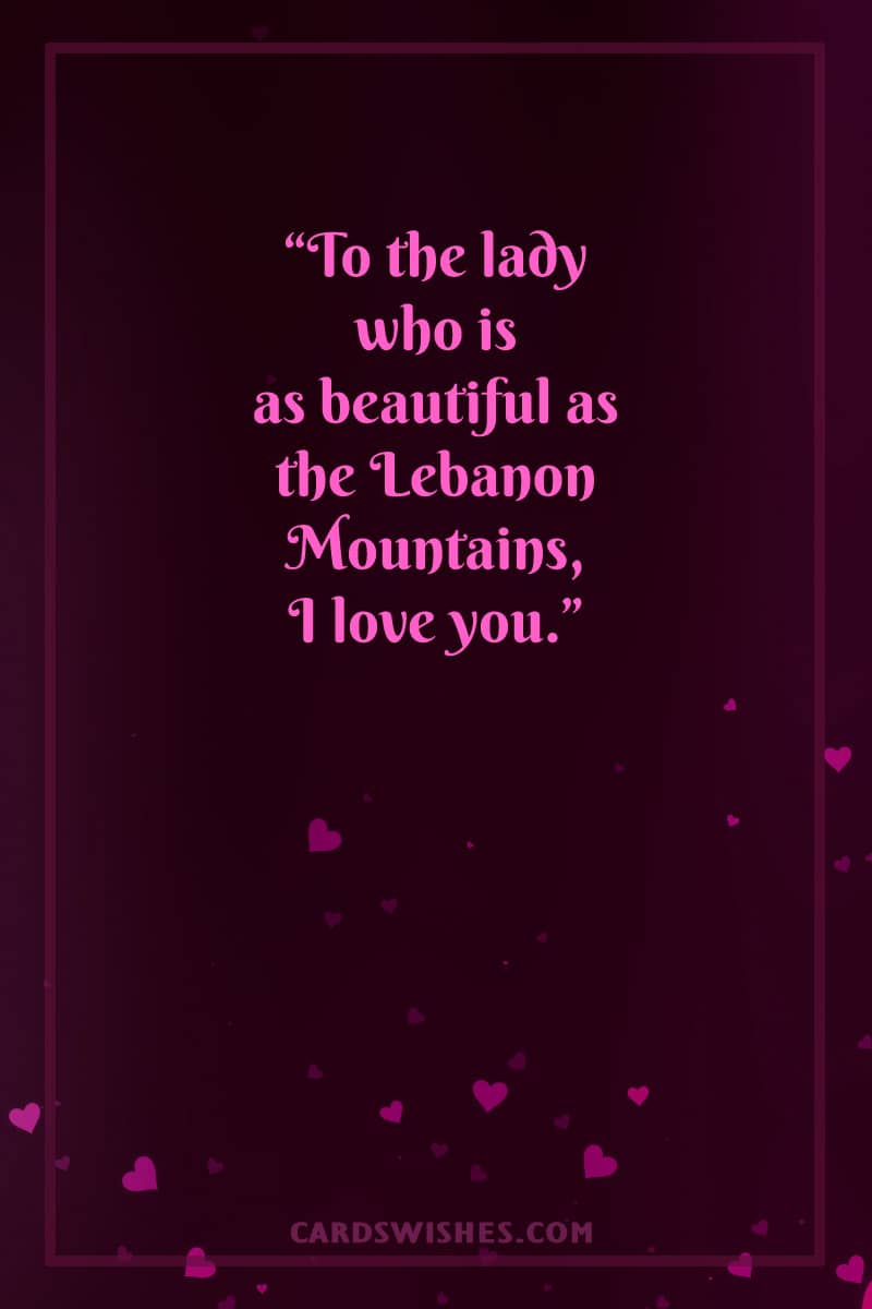 To the lady who is as beautiful as the Lebanon Mountains, I love you