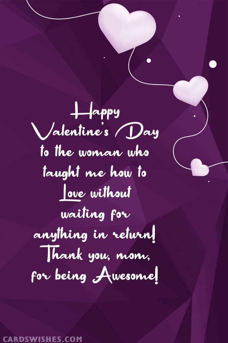 purple background representing valentine quote for mom